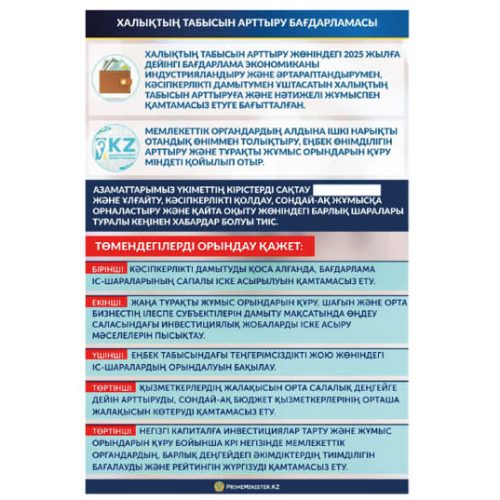 Халықтың табысы – экономикалық өсімнің ең басты көрсеткіші